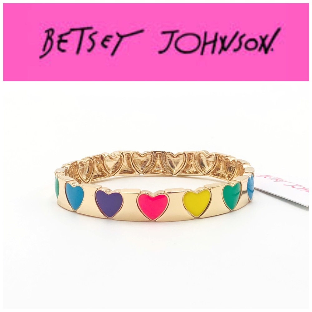 Betsey Johnson GT Rainbow Hearts Stretch Bracelet